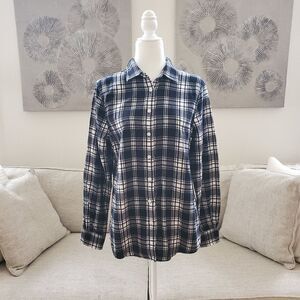 Lands' End Long Sleeve Plaid Flannel Button-Up Shirt sz 8